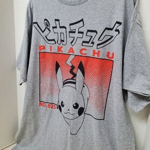 Pokemon Pikachu Gray Short Sleeve Tshirt Tee Sz XL Mens